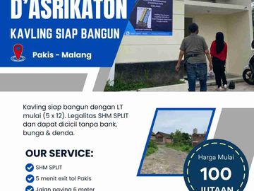 Dijual tanah kavling siap bangun strategis asrikaton pakis malang