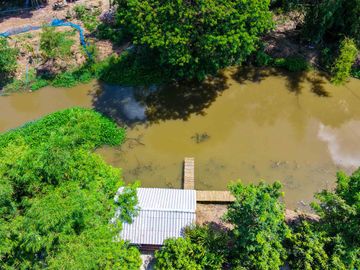 Urgent Sale! Waterfront Resort-Style Land with 5 Guest Rooms A shady atmosphere nestled amidst a fruit orchard. Total usable area of over 4.5 Rai.
