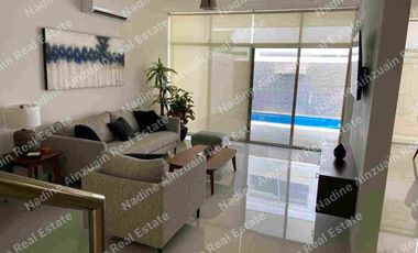 SE RENTA CASA AMUEBLADA Y EQUIPADA UBICADA EN RESIDENCIAL AQUA CANCÚN  3 RECÁMARAS, ALBERCA PRIVADA, 2 CASAS CLUB CON AMENIDADES. SEGURIDAD 24 HORAS
