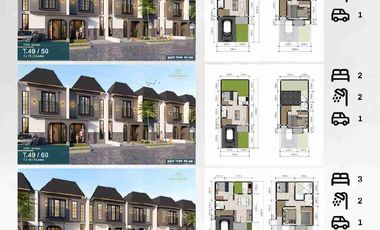 Dijual Rumah 2 lantai modern American Classic style di Gununganyar Surabaya Timur dekat UPN Merr harga 700 jutaan free semua biaya2.