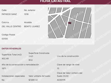 Departamento en venta, Benito Juárez, CDMX, Del Valle Centro.