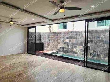 SE RENTA AMPLIA  CASA DE 4 RECÁMARAS,ALBERCA PRIVAD,A, SEGURIDAD,  AMENIDADES 2 CASAS CLUB, UBICADA EN RESIDENCIAL AQUA BY CUMBRES CANCÚN