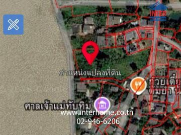 A 3 rai, 263.9 sq.wa (approximately 1.2 acres) vacant land plot located on the Chao Phraya River in Pathum Thani City, near Wat Thian Thawai and on Ba