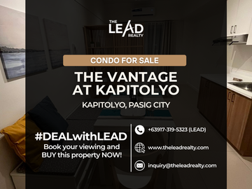CONDO FOR SALE The Vantage at Kapitolyo Studio Unit Fully Furnished Pasig near Capitol Commons Estancia Mall Condo For Sale