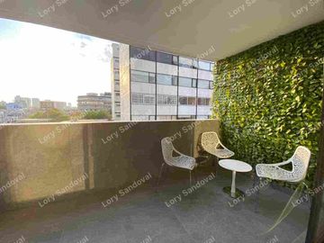 HERMOSO DEPARTAMENRO EN RENTA AMUEBLADO CON TERRAZA PRIVADA Y GYM