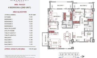 Mulberry Place 4BR - 144sqm FOR SALE in Acacia Estates Taguig City