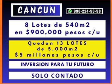 Lotes en venta de 5,112 m2 en Cancun cerca Av. Huayacan