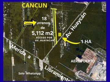 Lotes en venta de 5,112 m2 en Cancun cerca Av. Huayacan