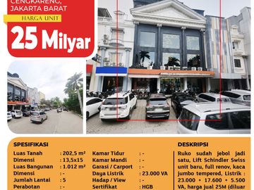 Ruko Gandeng 3 Berada di Taman Palem Lestari Cengkareng Jakarta Barat - 5 Lantai, Full Renov, Dekat Mall Sedayu