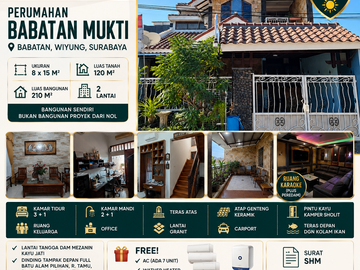 LUAS 120M2 – 2 LANTAI!! RUMAH DIJUAL DI PERUMAHAN BABATAN MUKTI - WIYUNG, SURABAYA : FREE AC & WATER HEATER