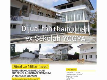 Dijual tanah+bangunan ex sekolah lokasi primium ngaglik sleman Yogys