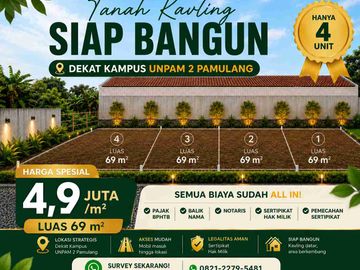 Tanah Kavling Siap Bangun dekat UNPAM 2 Pamulang