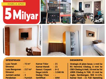 Ruko Kost Hos Cokroaminoto, Tangerang, 217 m², 3 Lt, SHM