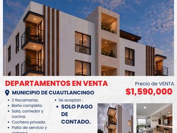 DEPARTAMENTOS EN VENTA EN CUAUTLANCINGO