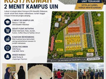 KAVLING KOST 2 MENIT DARI KAMPUS UIN