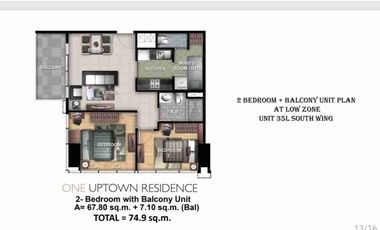 BGC Rent to own - One Uptown Residences by Megaworld 2BR 74.9 sqm