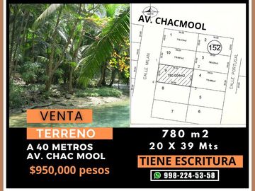Terreno en Venta Av. Chac Mool de 780 m2