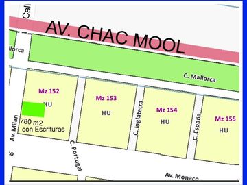 Terreno en Venta Av. Chac Mool de 780 m2