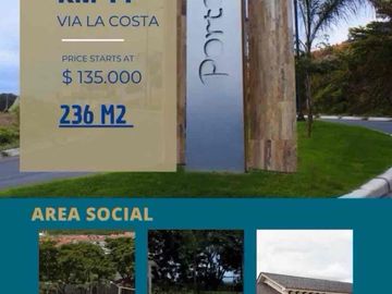 En venta TERRENO MEDIANERO en Urb PORTO ALEGRE, Km 14 VÍA A LA COSTA