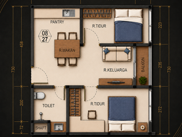 Premium Family Room 2Br High Floor Golden Prima Residence Medan