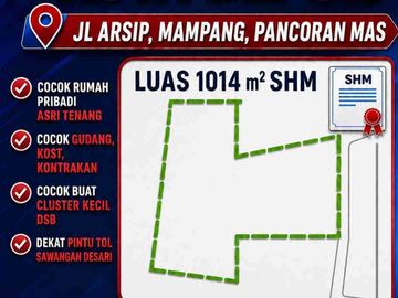 JUAL TANAH BONUS GUDANG JL ARSIP MAMPANG DEPOK