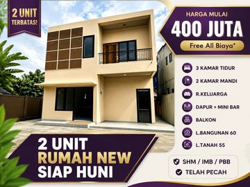 Di Jual 2 Unit 2 Lantai Rumah New - Free Biaya di Sukamaju Baru Tapos Depok