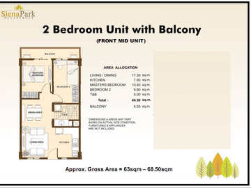 2 Bedroom w/ Car Garage for sale in SIENA PARK DMCI Bicutan Paranaque : Clean Title