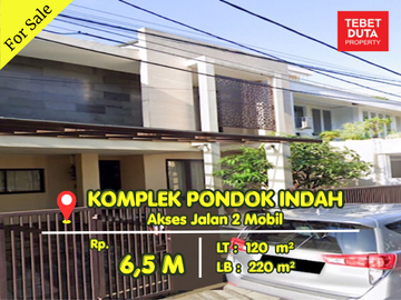 Dijual Rumah Minimalis Komplek Pondok Indah Lokasi Strategis Depan Taman Akses 2 Mobil