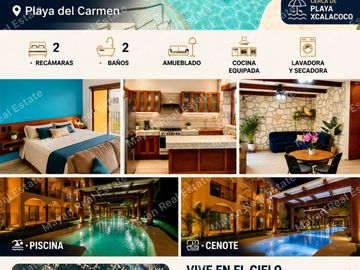Departamento 2 recámaras en Playa del Carmen el cielo residencial amueblado