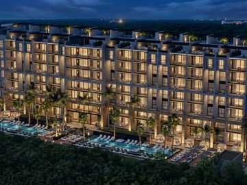 DEPARTAMENTO DE LUJO EN VENTA CON BEACH CLUB PRIVADO, AREA COMERCIAL, DE 1 Y 2 RECAMARAS, PLAYA DEL CARMEN