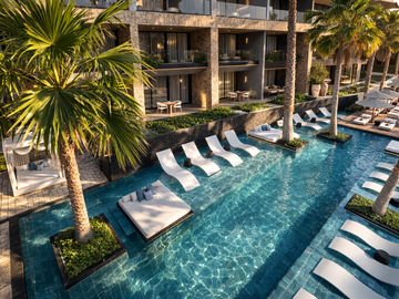 DEPARTAMENTO DE LUJO EN VENTA CON BEACH CLUB PRIVADO, AREA COMERCIAL, DE 1 Y 2 RECAMARAS, PLAYA DEL CARMEN