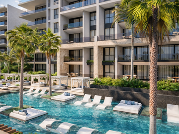 DEPARTAMENTO DE LUJO EN VENTA CON BEACH CLUB PRIVADO, AREA COMERCIAL, DE 1 Y 2 RECAMARAS, PLAYA DEL CARMEN