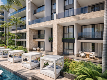 DEPARTAMENTO DE LUJO EN VENTA CON BEACH CLUB PRIVADO, AREA COMERCIAL, DE 1 Y 2 RECAMARAS, PLAYA DEL CARMEN