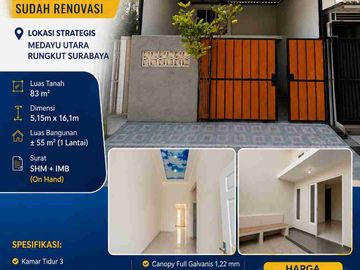 Jual Cepat Rumah Minimalis Strategis Nyaman Murah di Medayu Utara Rungkut Surabaya