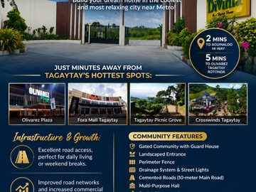 Residential Lots for Sale in Tagaytay City | Villa Divinia | Near Aguinaldo Highway | 0% Interest