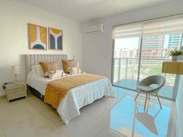 ARRIENDO AMOBLADO EN BOCAGRANDE 2 ALCOBAS (1 año o más de contrato)
