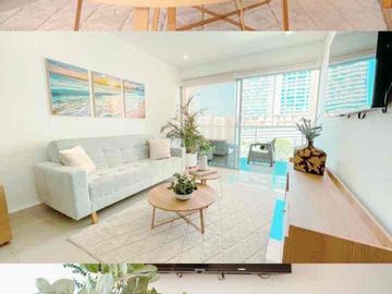 ARRIENDO AMOBLADO EN BOCAGRANDE 2 ALCOBAS (1 año o más de contrato)
