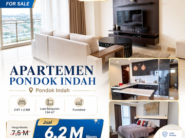 Luxury Living in Apartment Pondok Indah Spacious 134 m² — 2BR, City View, Full Furnished Now Only IDR 6.2 Billion!