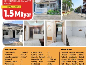 Jual Rumah Taman Semanan Indah Cengkareng LT 108 m² SHM Dekat Tol JORR & Stasiun KRL