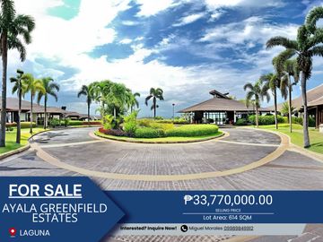614 SQM Residential Lot for Sale at Ayala Greenfield Estates in Laguna