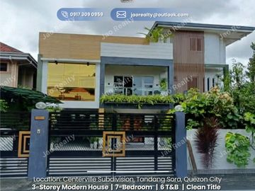 FOR SALE: 3-Storey Modern and Elegant House for Sale with Swimming Pool in Tandang Sora, Quezon City