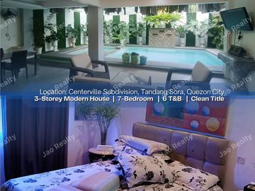 FOR SALE: 3-Storey Modern and Elegant House for Sale with Swimming Pool in Tandang Sora, Quezon City