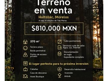 VENTA DE GRANDE TERRENO EN MORELOS, A SOLO 10MINUTOS DE TRES MARIAS.