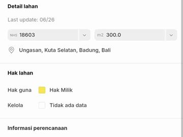 DIJUAL TANAH LUASAN KECIL, UNGASAN, KUTA SELATAN