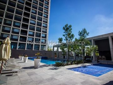 Renta Departamento Alegra Towers, Juriquilla, tipo Loft, 1 recámara, 2 baños completos, 2 estac., Amenidades