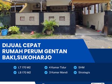 Dijual Rumah Perum Gentan Siap Huni ,  Lokasi Strategis Baki, Sukoharjo Luas 170m2