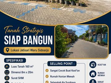 Dijual Tanah Strategis Siap Bangun Dekat Terminal Bungurasih Lokasi Jatisari Waru Sidoarjo