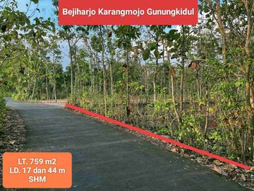 Jual tanah murah shm di Wisata Goa Pindul Gunungkidul 759 m2 hanya 100 jt nego