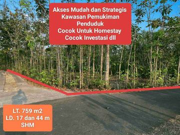 Jual tanah murah shm di Wisata Goa Pindul Gunungkidul 759 m2 hanya 100 jt nego