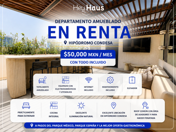 DEPARTAMENTO EN RENTA EN LA CONDESA
